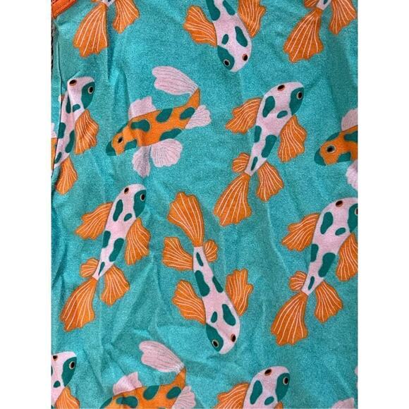 RAGS Orange Blue Koi Fish Hooded Tank Sleeveless Stretchy Romper sz 6-12 months - Picture 3 of 8